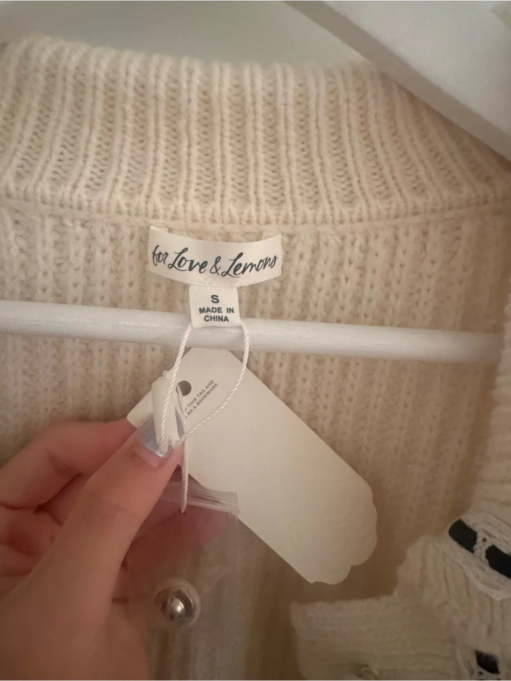 For Love & Lemons Jade Cardigan in Cream - Picture 3 of 4